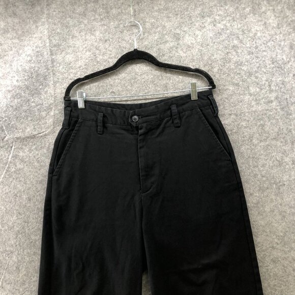 Zara Wide Leg Crop Capri Pants Womens 31 Black High Waisted Chino Cotton - Picture 3 of 11